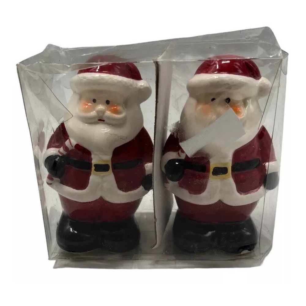 Santa Claus Salt Pepper Shaker Ceramic Christmas Red 4" New In Package